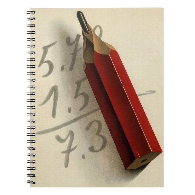 Math Equation with Red Pencil, Vintage Business Notebook (Front)