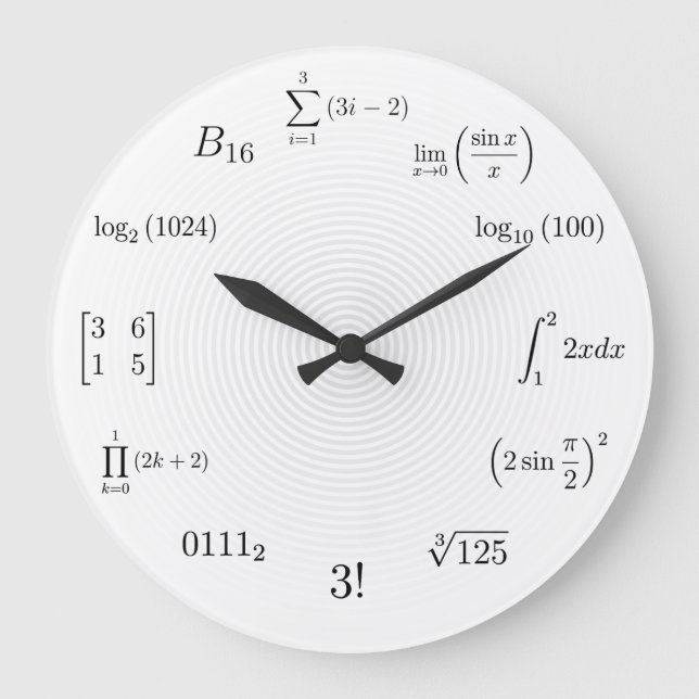 Math Equations and Notations Large Clock (Front)