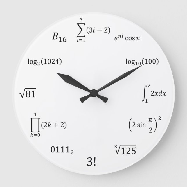 Math Equations and Notations Large Clock (Front)
