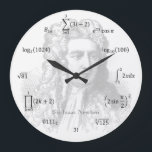 Math Equations and Notations Large Clock<br><div class="desc">Our math equation wall clock which features Sir Isaac Newton,  one of the two fathers of calculus,  is the perfect addition to any room! Add a name for a personal touch. Great teacher,  student,  engineer,  and math lover gift idea!</div>