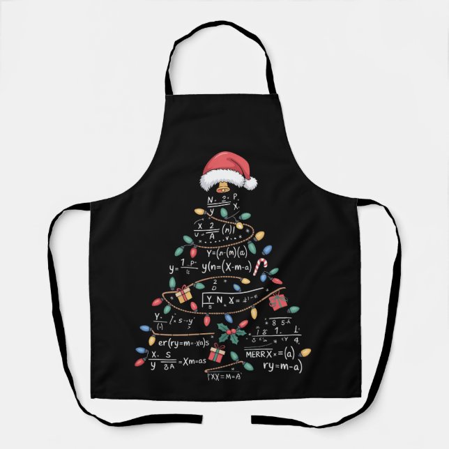 Math Equations Christmas Tree Xmas Holiday Teacher Apron (Front)