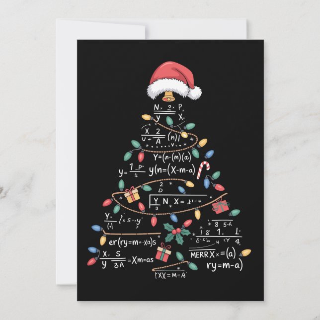 Math Equations Christmas Tree Xmas Holiday Teacher Card (Front)