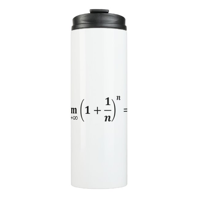 math equations: limit equals e: exponential thermal tumbler (Front)