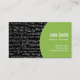 Math Equations Math Tutor Business Card (green)