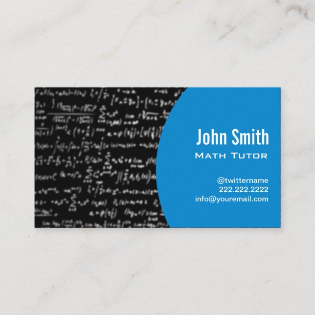 Math Equations Math Tutor Modern Blue Business Card (Front)