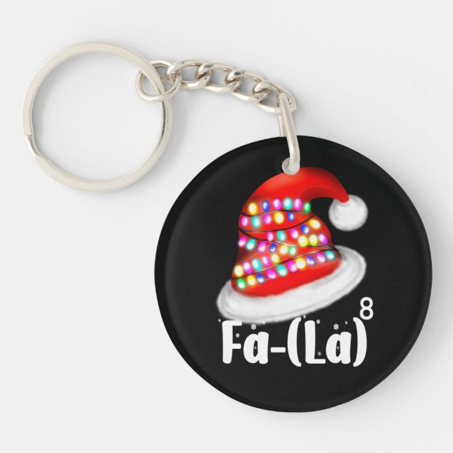 Math Fa-La, Funny Xmas Hat for Math Lovers Key Ring (Front)