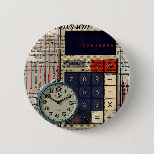 Math financial advisor accountant calculator 6 cm round badge