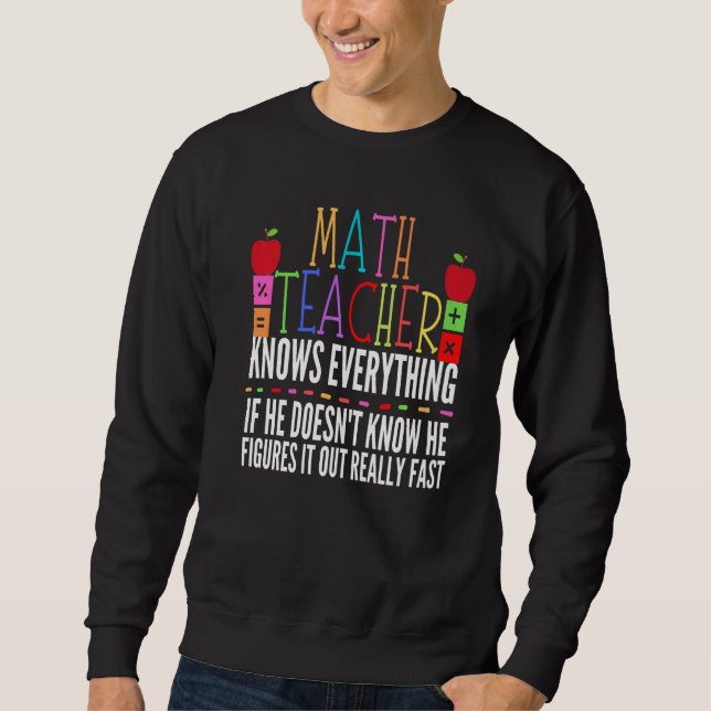 Math For Men Women Student Cool Math Teacher Sweatshirt (Front)