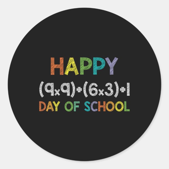 Math Formula 100 Days Of School 100th Day Fun Cute Classic Round Sticker (Front)