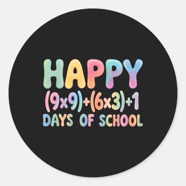 Math Formula 100 Days Of School Funny Equation Tea Classic Round Sticker (Front)
