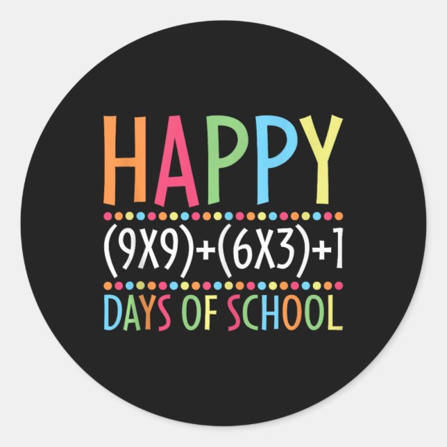 Math Formula 100 Days Of School Funny Math Teacher Classic Round Sticker (Front)