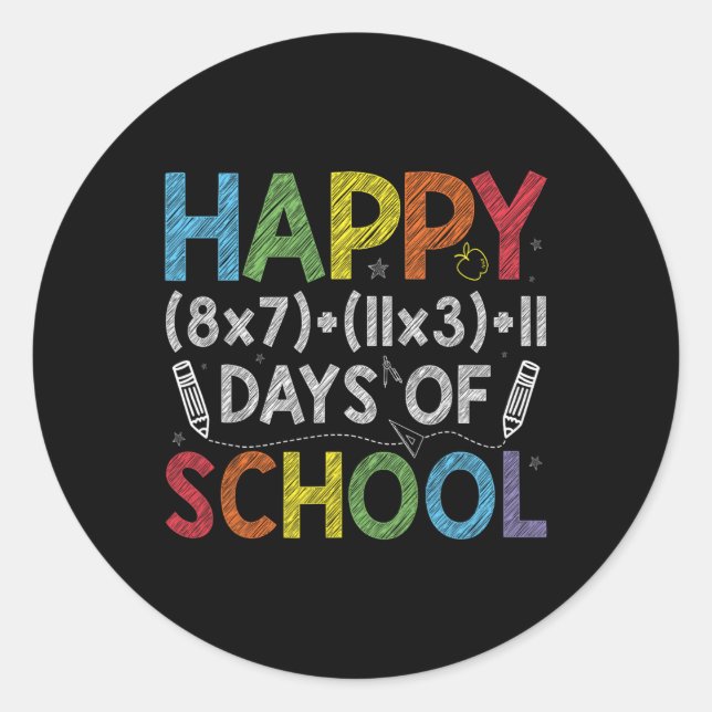 Math Formula 100 Days Of School Funny Math Teacher Classic Round Sticker (Front)