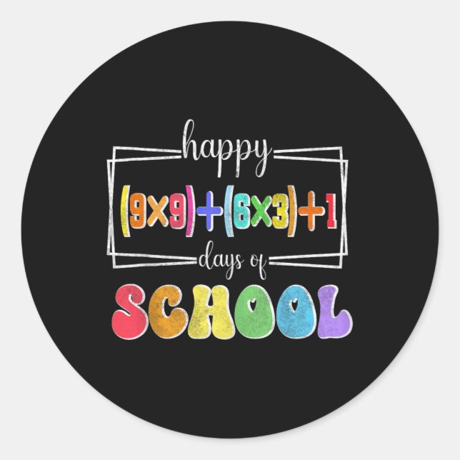 Math Formula 100 Days Of School Funny Math Teacher Classic Round Sticker (Front)