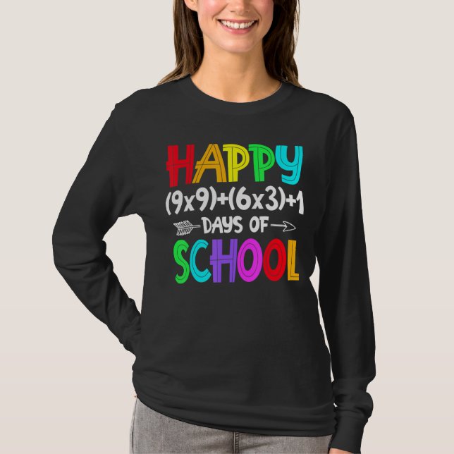 Math Formula 100 Days Of School Funny Math Teacher T-Shirt (Front)