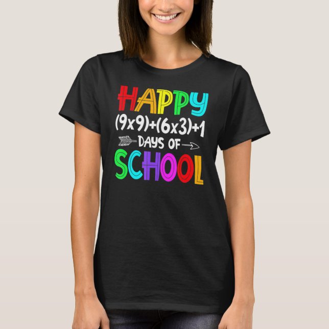Math Formula 100 Days Of School Funny Math Teacher T-Shirt (Front)