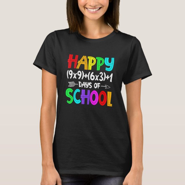 Math Formula 100 Days Of School Funny Math Teacher T-Shirt (Front)