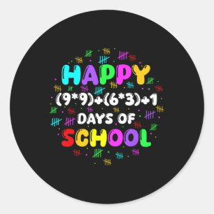 Math Formula 100 Days Of School Groovy Math Teache Classic Round Sticker
