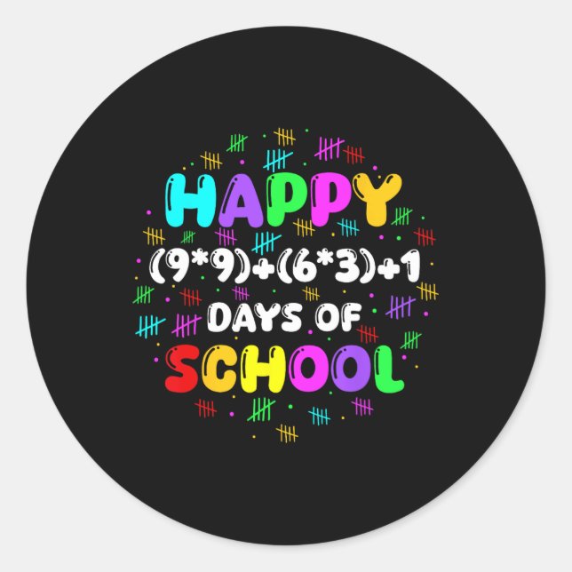 Math Formula 100 Days Of School Groovy Math Teache Classic Round Sticker (Front)
