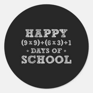 Math Formula 100 Days Of School Kid Boys Girls Tea Classic Round Sticker
