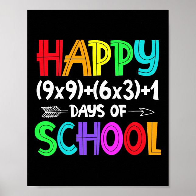 Math Formula 100 Days Of School Shirt Math Teacher Poster (Front)