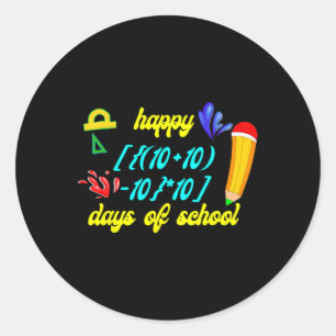 Math Formula Happy 100 Days Of School Funny Math T Classic Round Sticker
