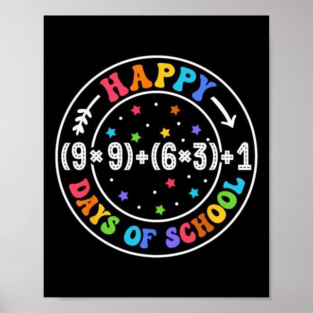 Math Formula Happy 100 Days Of School Funny Math T Poster (Front)