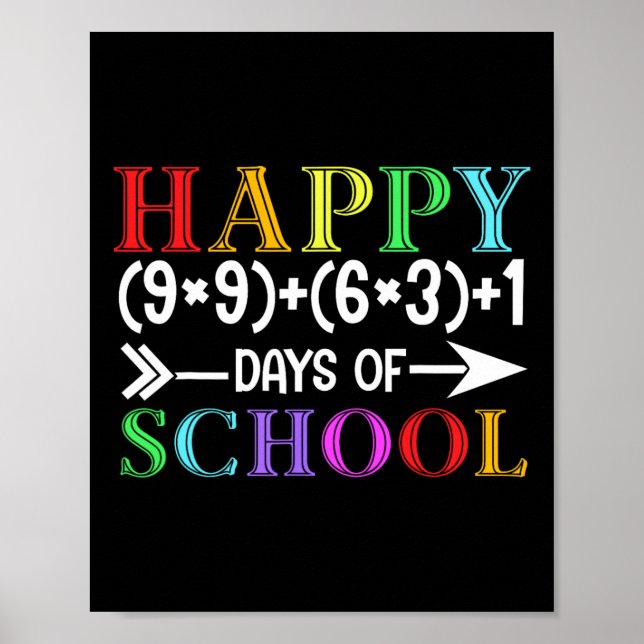 Math Formula Happy 100 Days Of School Funny Math T Poster (Front)