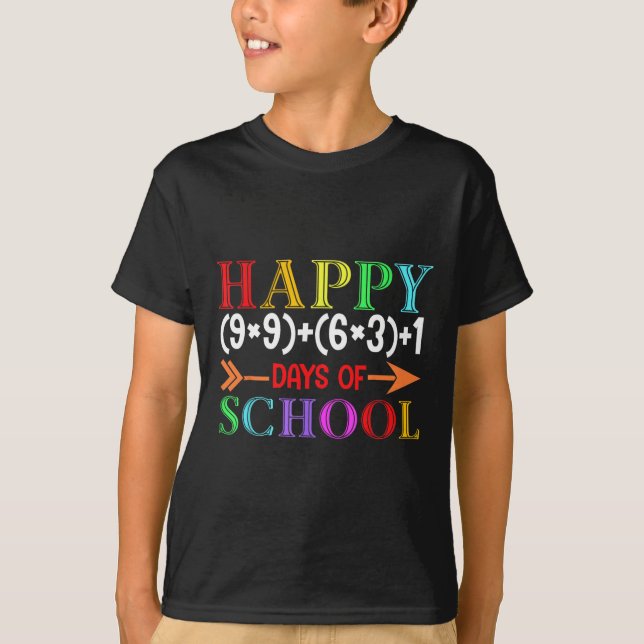 Math Formula Happy 100 Days Of School Funny Math T T-Shirt (Front)