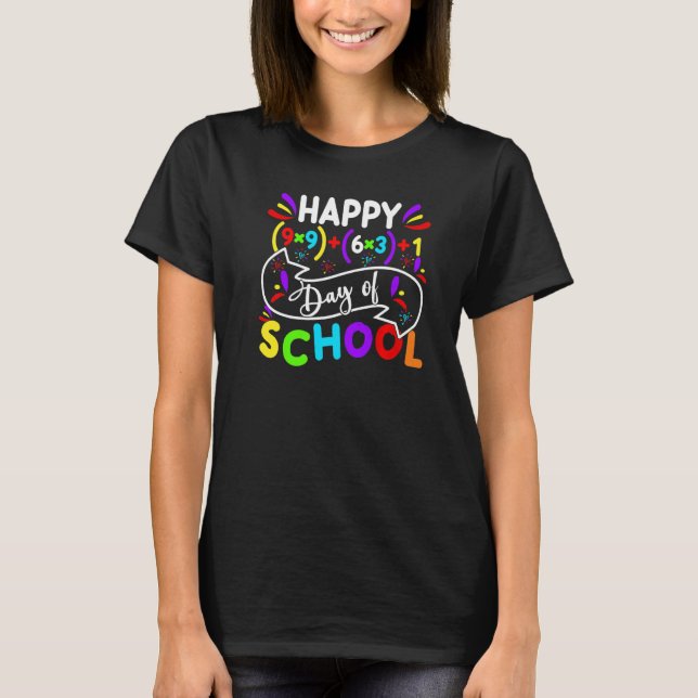 Math Formula Happy 100 Days Of School Math Teacher T-Shirt (Front)
