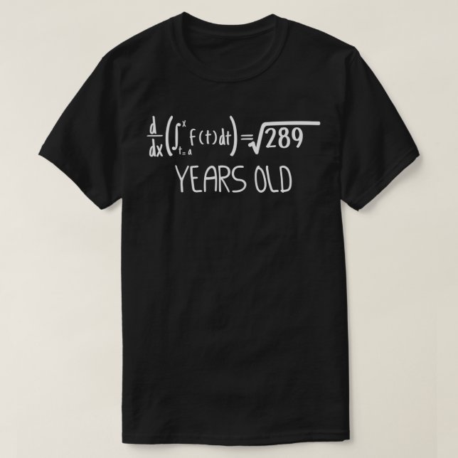 Math Formula Square Root 17 Years Old Birthday  T-Shirt (Design Front)