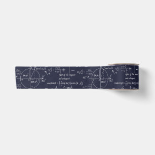 Math Formulas on Dark Blue Satin Ribbon