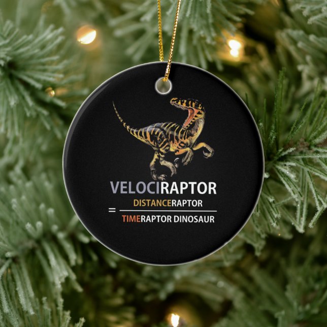 Math Geek Dinosaur Velociraptor Ceramic Tree Decoration (Tree)