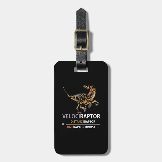 Math Geek Dinosaur Velociraptor Luggage Tag (Front Vertical)
