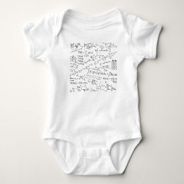 Math Geek, Mathematics Problem Solving Pattern Baby Bodysuit (Front)