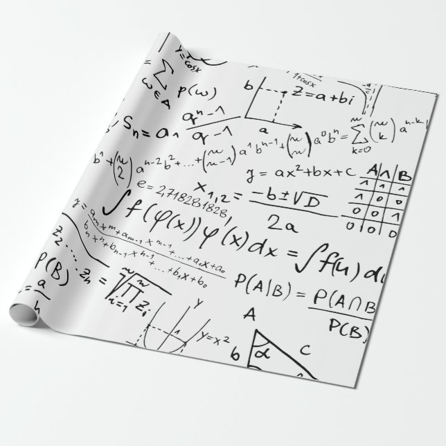 Math Geek, Mathematics Problem Solving Pattern Wrapping Paper (Unrolled)