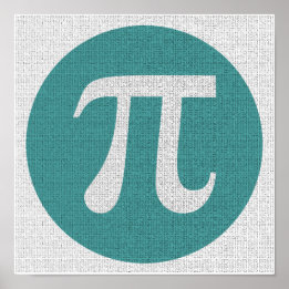Math geek Pi symbol, blue circle and digits. Poster