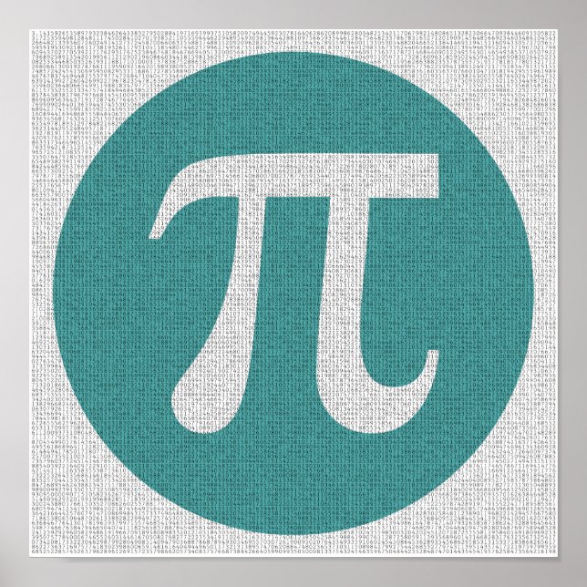 Math geek Pi symbol, blue circle and digits. Poster (Front)