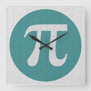 Math geek Pi symbol, blue circle and digits. Square Wall Clock