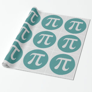 Math geek Pi symbol, blue circle and digits. Wrapping Paper