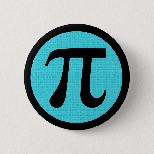 Math geek Pi symbol, blue on black 6 Cm Round Badge (Front)