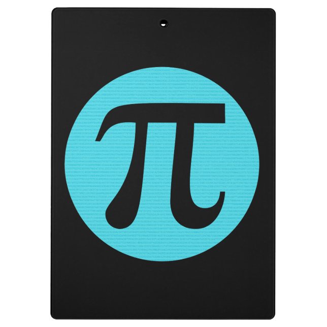 Math geek Pi symbol, blue on black Clipboard (Back)