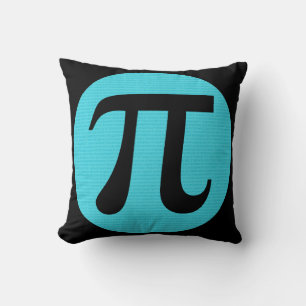 Math geek Pi symbol, blue on black Cushion