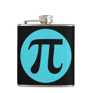 Math geek Pi symbol, blue on black Hip Flask