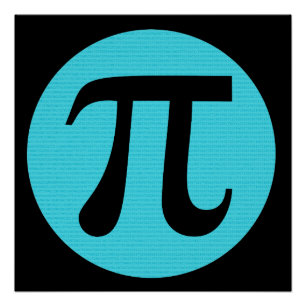 Math geek Pi symbol, blue on black Poster