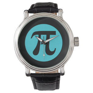 Math geek Pi symbol, blue on black Watch