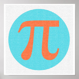 Math geek Pi symbol, orange and blue Poster