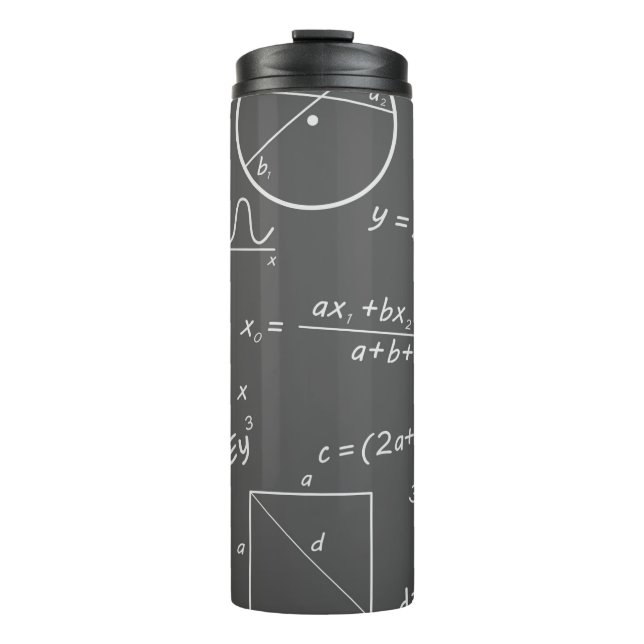 Math grey chalkboard thermal tumbler (Front)