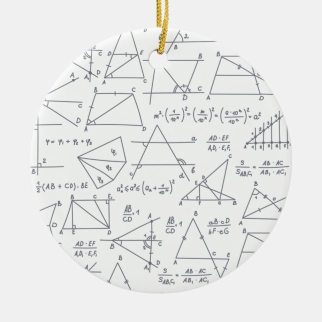 Math Hand Written Calculations Illustrations Ceramic Tree Decoration (Front)