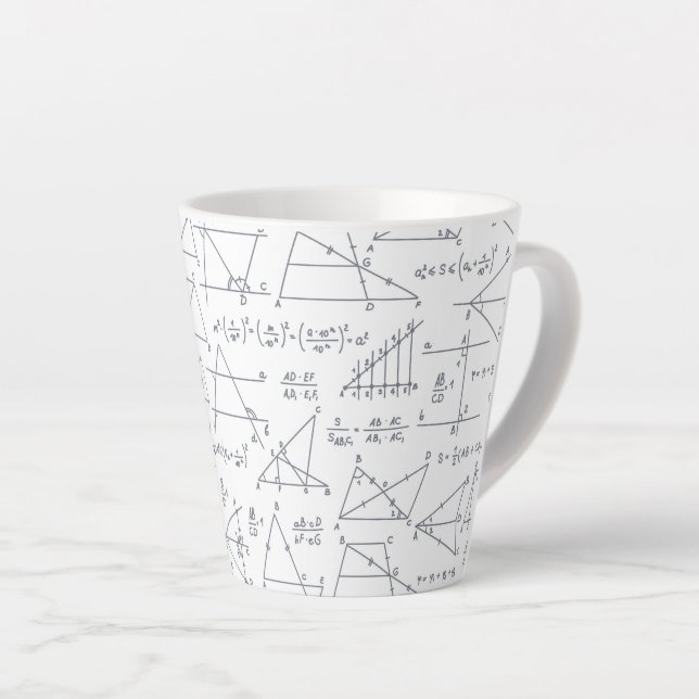 Math Hand Written Calculations Illustrations Latte Latte Mug (Right Angle)