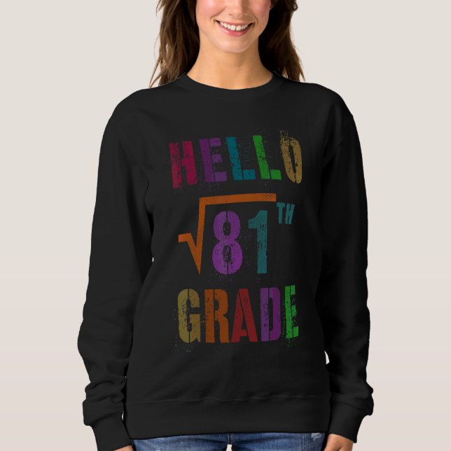 Math Hello 9th Grade Square Root 81 Stud Teacher S Sweatshirt (Front)